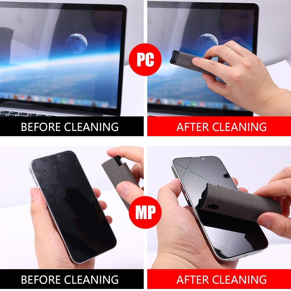 Multifunctional Phone Screen Cleaning Spray Bottle for IPhone IPad Macbook TV Tablet Portable Screen Cleaning Sanitizing Kit