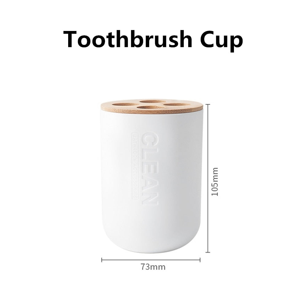 Bathroom Accessories Set Soap Dispenser Bottle Dish Washroom Toothbrush Holder Cup Suit Lotion Rack Toilet Brush Garbage Can