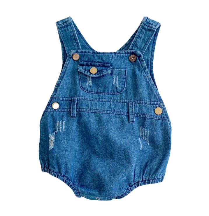 Spring Kids Boy Girl Cowboy Braces Rompers Infant Baby Boy Girl Newborn Pure Color Rompers Clothes Baby Boy Girl Rompers