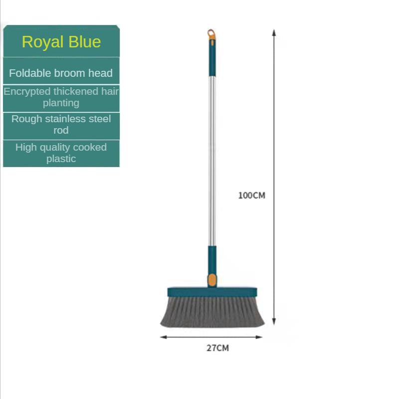 Broom Dustpan Set Household Soft-haired Folding Broom and Dustpan Combination Non-stick Hair Sweeping Artifact Single Broom